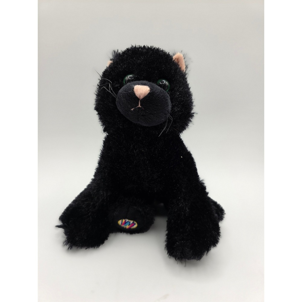 Ganz Webkinz Black Cat Plush Stuffed Animal HM135 Green Eyes 2005 - NO CODE
